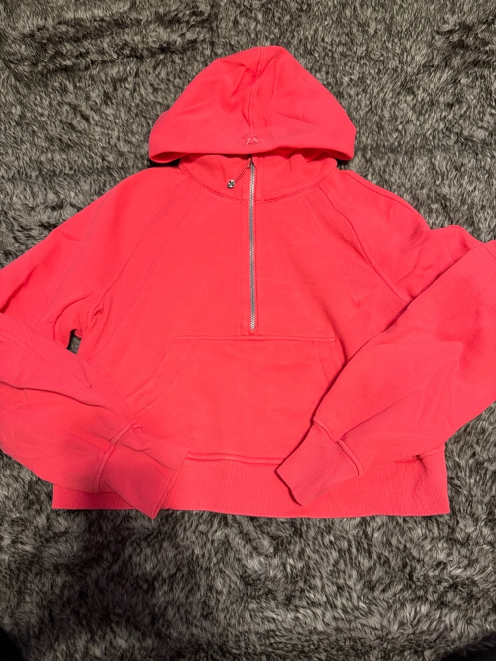 lululemon athletica Coral Pink Half-Zip Hooded Sweater